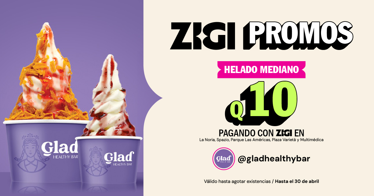 Helado mediano a Q10 pagando con Zigi en | @gladhealthybar La Noria, Spazio y Parque Las Américas