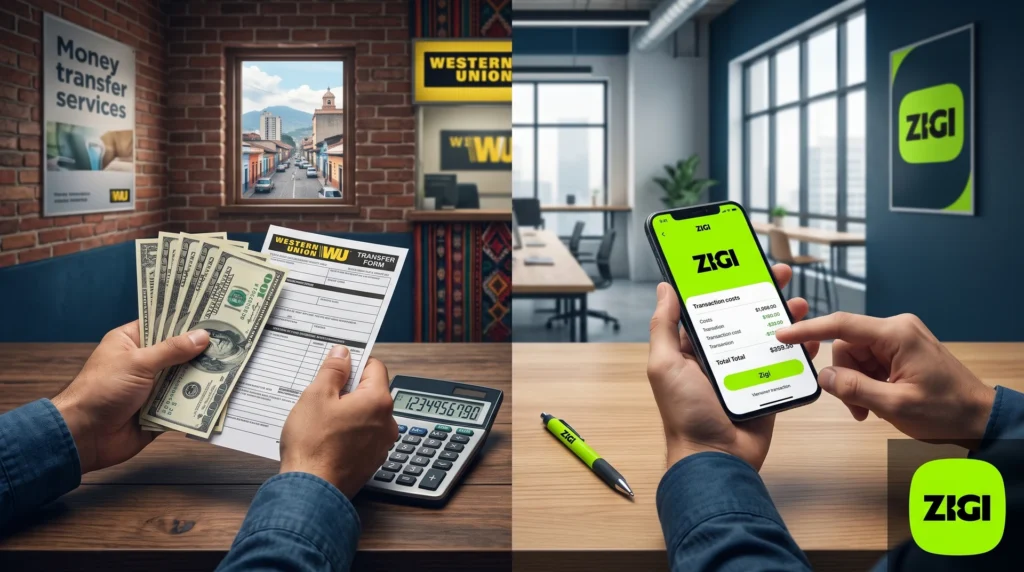 Tarifa de Western Union para enviar dinero a Guatemala comparado con Zigi en artículo informativo.